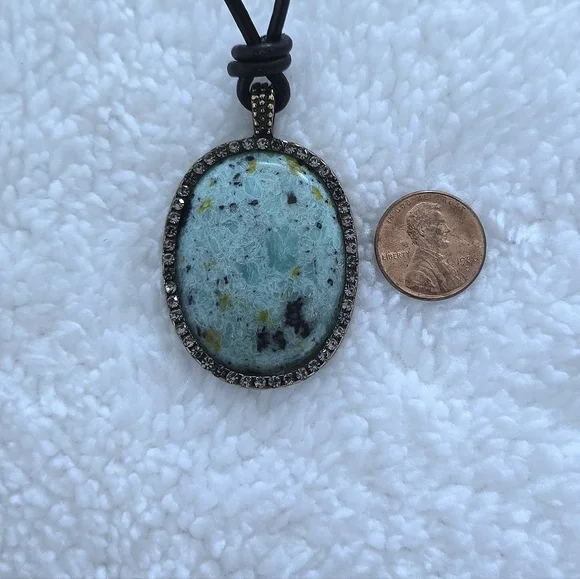 Atterri🛬 Reconstituted Stone on a Black🖤 Waxed Cord Necklace - NIB - Picture 7 of 16